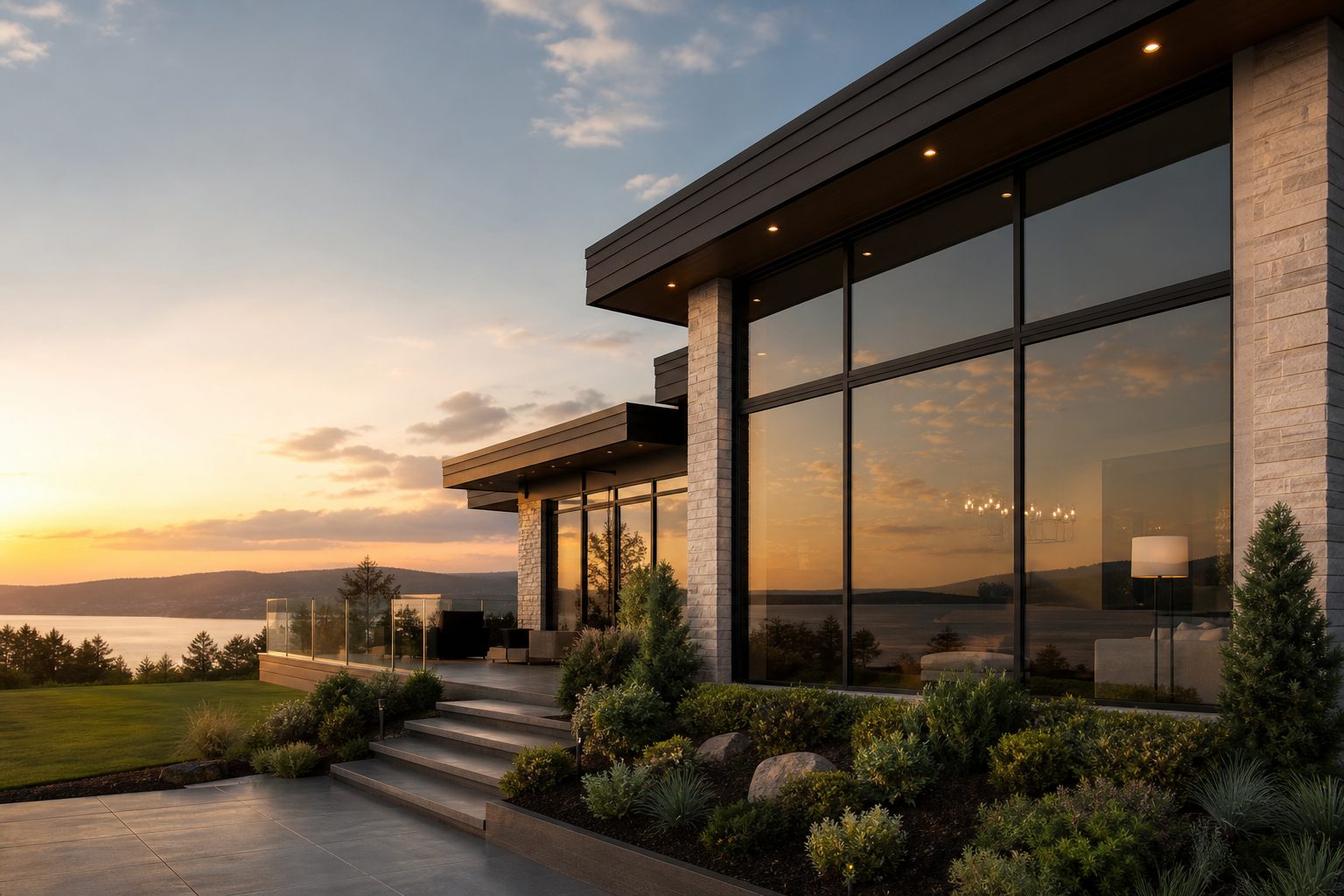 Premium residential window film on modern glass